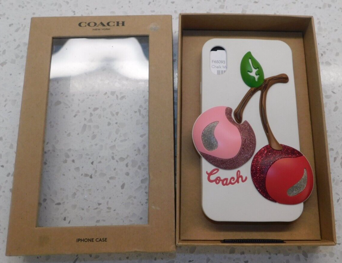 COACH iPhone X Case Glitter Red & White Cherry Jelly Silicon