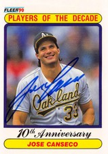 Jose Canseco autographed Baseball Card 1990 Fleer Players of the Decade #629