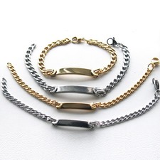 Personalized Custom Stainless Steel Cuban Curb Bracelet Engraving for Couple