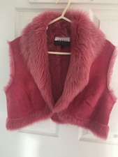 Jaeger 100% Sheep Skin Pink Body Warmer. Size 16 Made In U.k.