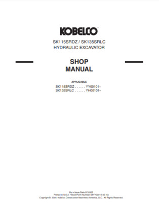 KOBELCO SK115SRDZ SK135SRLC HYDRAULIKBAGGER SCHECKHEFT KAMM GEBUNDEN