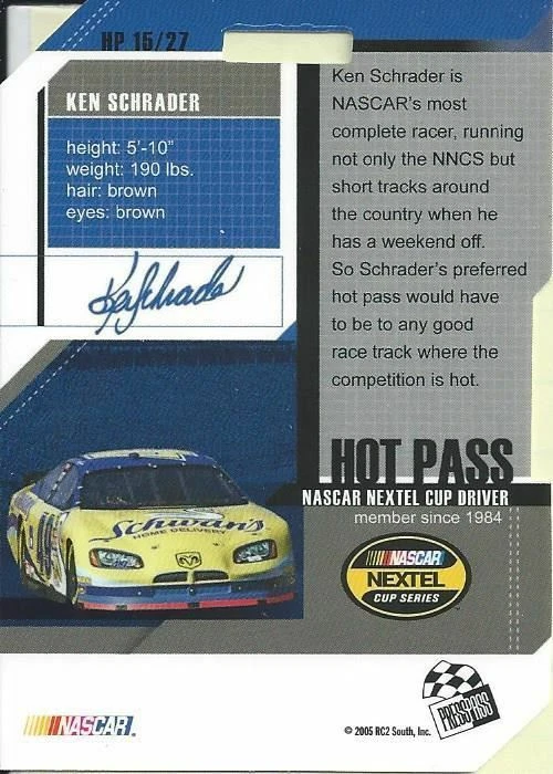 Ken Schrader Collectible Card - 2005 PRESS PASS Trackside 15/27 - Image 2 of 2