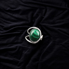 Malachite Gemstone 925 Sterling Silver Ring Handmade Jewelry All Size