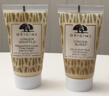 ORIGINS GINGER BURST Body Wash & GINGER SOUFFLE Body Cream I.0 Oz Each