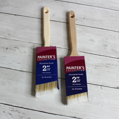 Painter's Paint Brush 2'' Angle All Purpose Wooden Handles Lot of 2