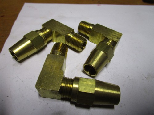 3/8"Tube x 1/4"MPT CA360 Brass 90° Copper Tubing DOT Male Elbow QTY 3