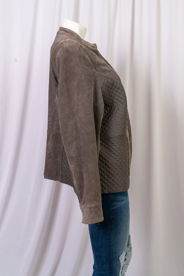 Isaac Mizrahi Live! Jaqueta de camurça acolchoada chocolate tamanho 20W - Imagem 2 de 4