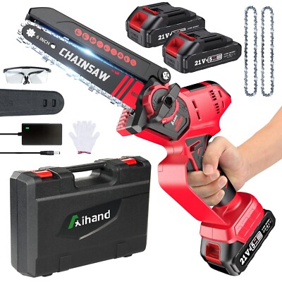 Mini Chainsaw 6 Inch,Battery Powered Chainsaw Cordless with 2 Batteries,Aihand T
