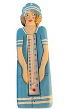 VINTAGE - Wooden Women Flapper 20 s Thermoste...