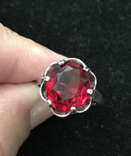vintage Sarah Cove Sterling Silver ring with red stone