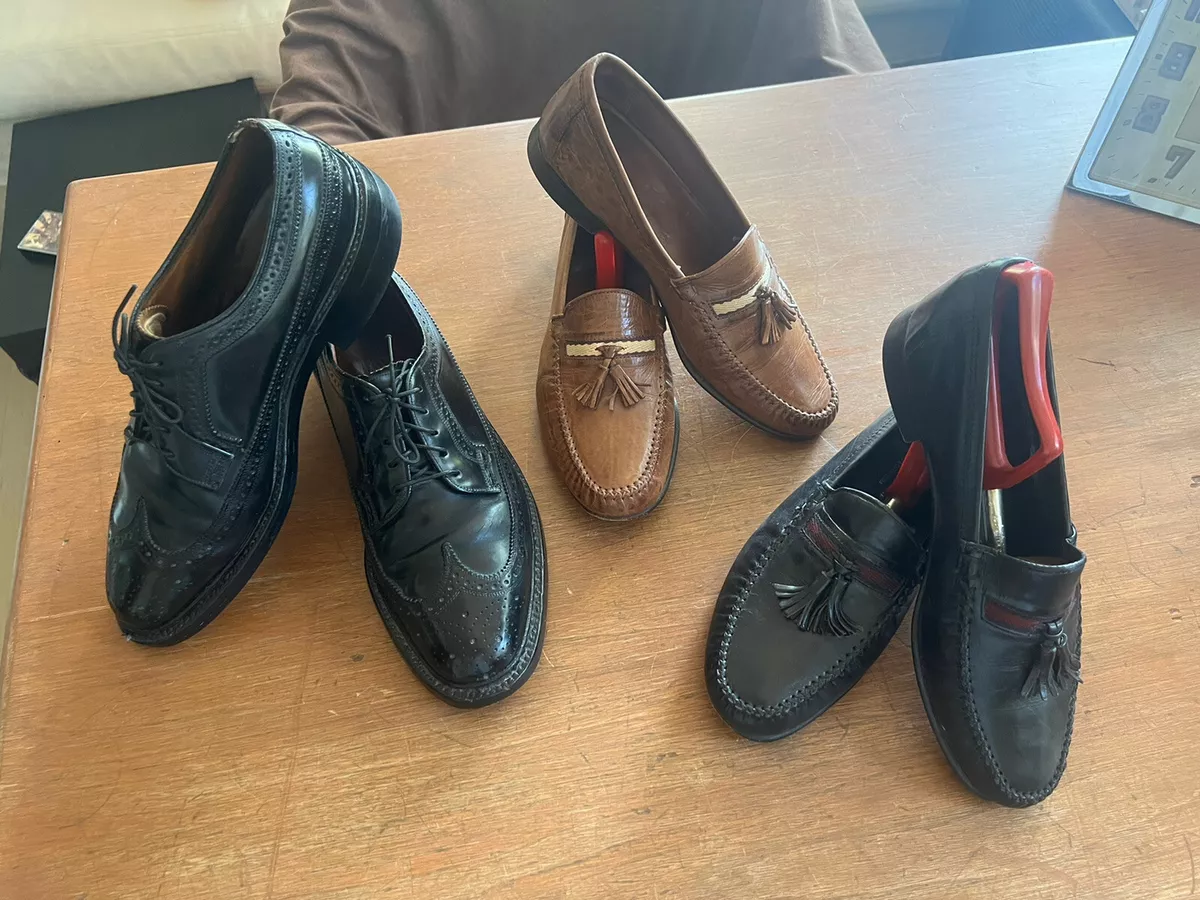 LOT OF 3 Florsheim Designer Collection Tassel Loafers Brown Black Leather Sz 7.5