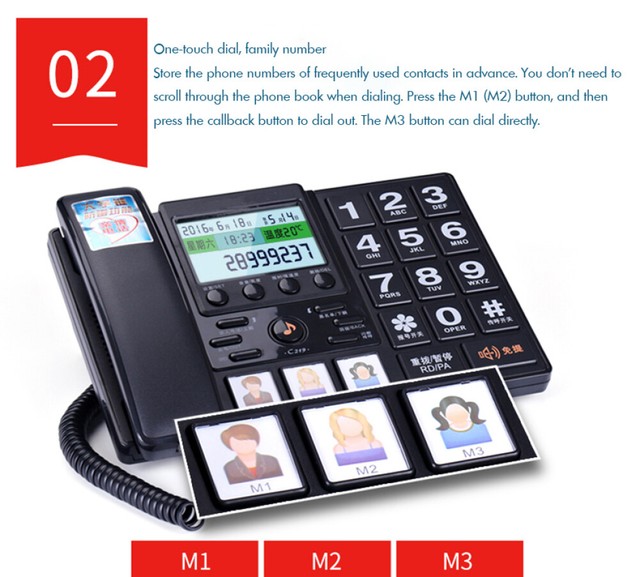 Low Vision Amplified Big Button Corded Landline PHONES Caller ID for