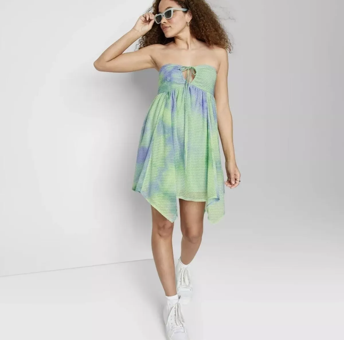 Wild Fable Sleeveless Babydoll Dress - Wild Fable Blue Tie-Dye XS