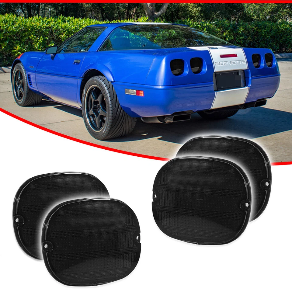 (Juego/4) Luces traseras de humo, lentes de lámpara de freno para Chevy Corvette C4 ZR1 1990-1996 Foto 2 de 4