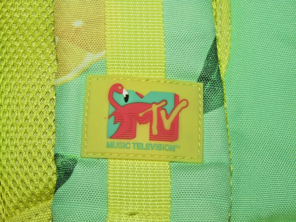 Mochila acolchada para computadora portátil MTV 2015 verde y amarillo Viacom flamencos limones Foto 3 de 4