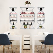 3Pcs Nail Polish Display White Rack Wall Mount Organizer Makeup Shelf Holder