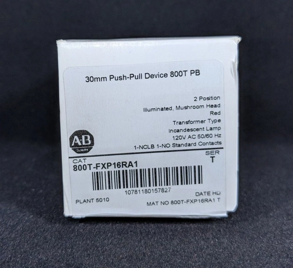 ALLEN-BRADLEY ALLEN BRADLEY 800T-FXP16RA1 30.5mm Type 4/13 2 Pos. PB-Illum., Push-Pull, Red