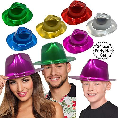 Party Gangster Hats 24 pcs | New Year’s Celebration Hats | Metallic Colors - Picture 1 of 5