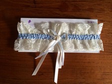 Wedding wedding bridal dress bridal garter white blue lace New Berta