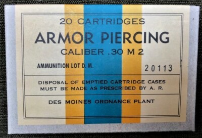 DES MOINES ORD CAL. .30 M2 ARMOR PIERCING WWII NEW REPLICA 20