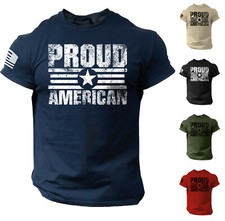 Proud American USA Flag Distressed Men T Shirt Patriotic Cotton Tee S - 2XL