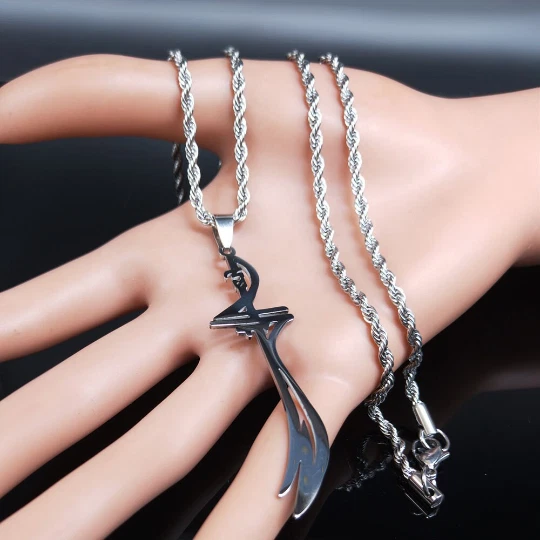 IMAM ALI A.S Zulfiqar Schwert Herren massiv Edelstahl Anhänger islamische Halskette - Bild 3 von 4