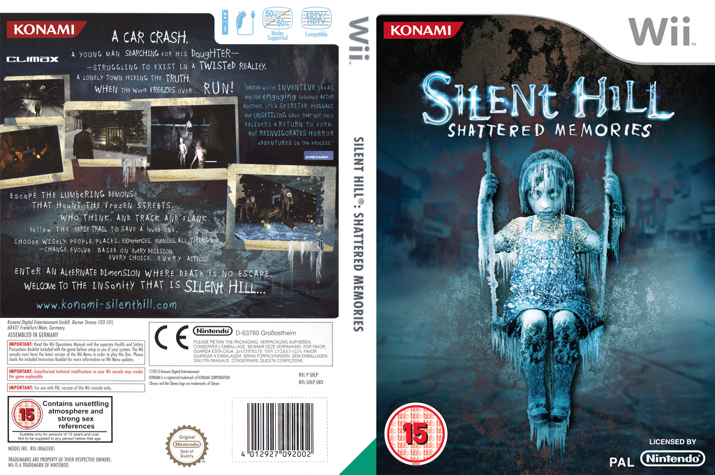 Silent Hill: Shattered Memories PAL (Wii) Box Case Cover Art Work