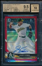 BGS 9.5 AUTO 10 JEREMY EIERMAN 2018 Bowman Chrome RED WAVE REFRACTOR /5 GEM MINT