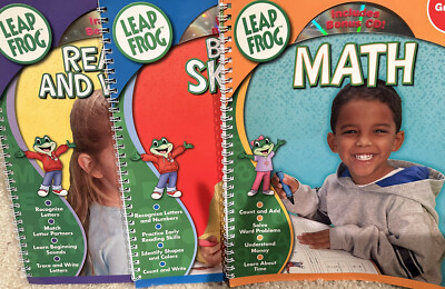 New LeapFrog 3 Pre K Workbooks Homeschool Basic Skills With CDs Math Reading