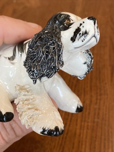 Vtg Cocker Spaniel Spaghetti Dog Figurine Black&White Porcelain Ceramic 4”x2.5” - Picture 11 of 24