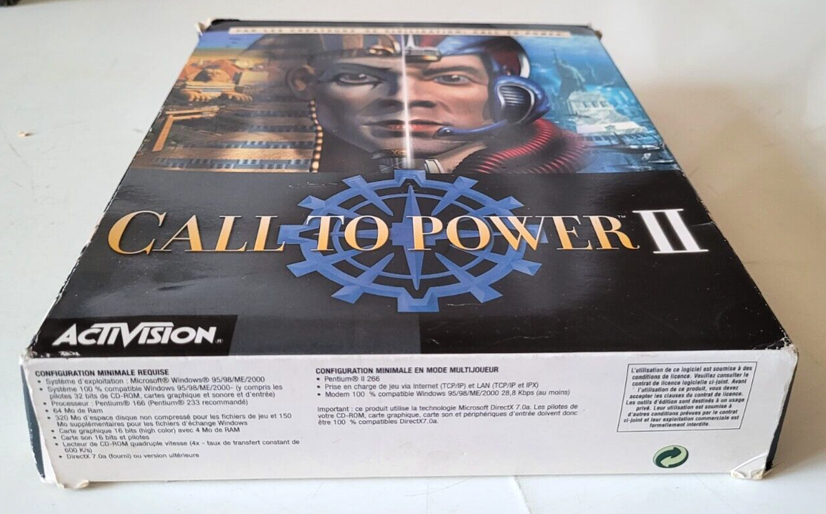 Boîte Grande Version Civilization Call To Power PC - Sans Le CD, état Correct