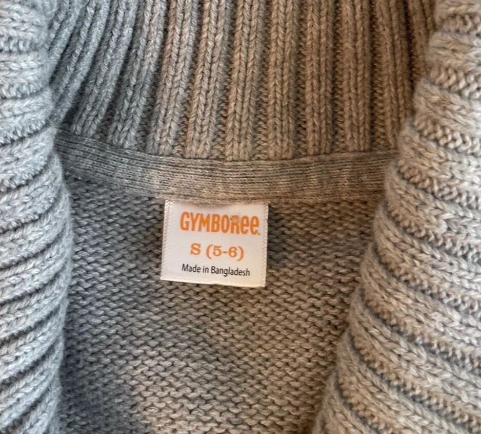 Gymboree Size S 5/6 Gray Orange Blue Button Up Cardigan Shawl Collar Grandpa - Image 3 of 4