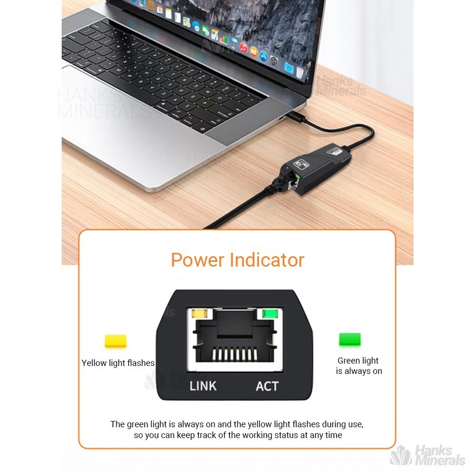 Type-C USB 3.0 Gigabit Ethernet LAN RJ45 1000Mbps Network Adapter For PC Mac - Image 3 of 4