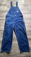 Vintage Carhartt Denim Bib Overalls Mens 38x30 R07 Medium Blue Wash Carpenter
