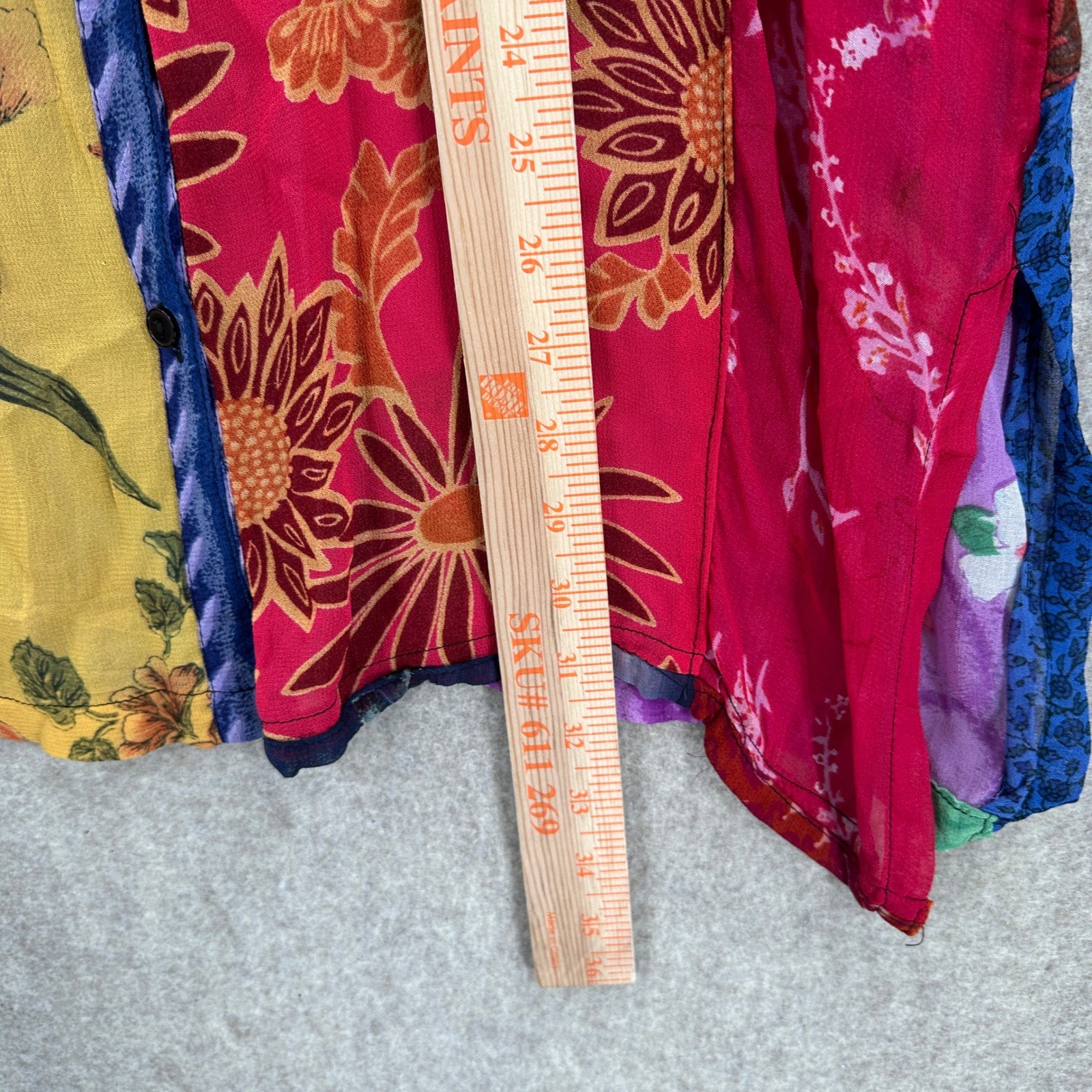 Sacred Threads LARGE Patchwork Button Chiffon Tun… - image 5