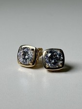 Solid 14K Yellow Gold Stud Earrings  CZ