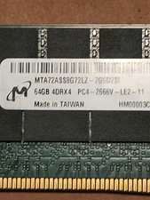 Micron 64GB DDR4-2666 PC4-2666V LRDIMM ECC Server Memory MTA72ASS8G72LZ-2G6D2SI