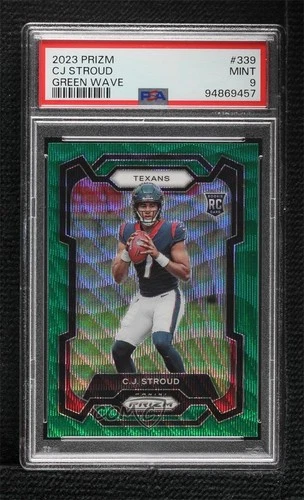 2023 Panini Prizm Rookies Green Wave Prizm CJ Stroud #339 PSA 9 MINT Rookie RC