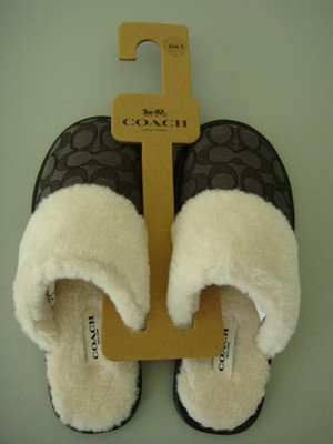 NWT Coach Faus Shearling Lined Slippers - Size 5