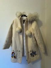 Vintage 70s northern sun Eskimo parka fur trim pure wool size s coat