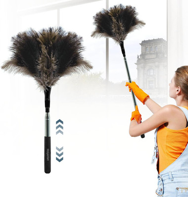 Extendable Feather Duster - 47 inches Fluffy Long Handle Reusable Natural
