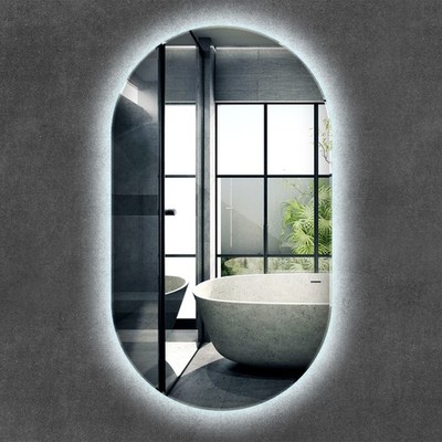 Ovaler Form LED Spiegel mit Beleuchtung Rahmenlos für Badezimmer Flur 40x70 cm