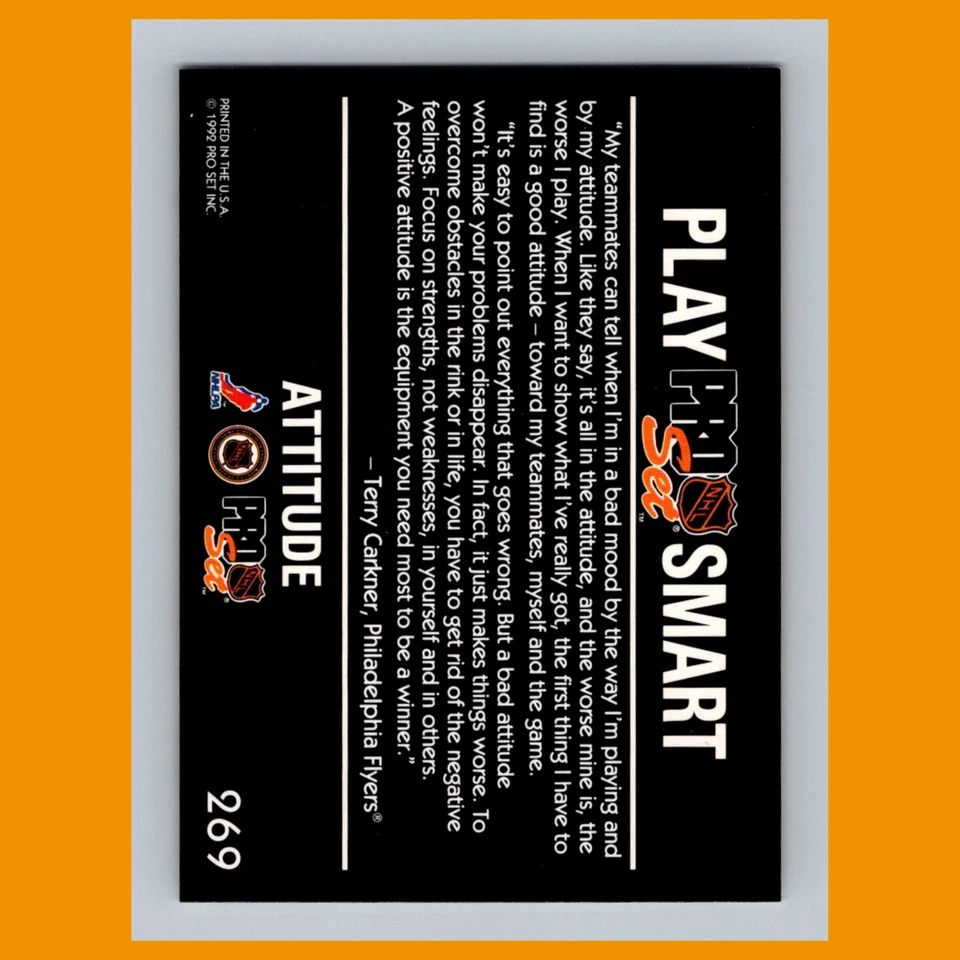 Terry Carkner #269 1992-93 Pro Set Philadelphia Flyers Hockey Card NHL - Image 2 of 3