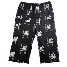 Vtg Chicos Sz 3 US XL 16 Pants Asian Print Crop Straight Leg Art To Wear Boho