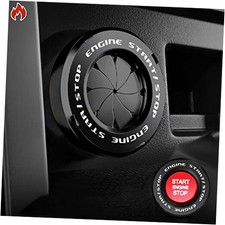 Rotary Push Start Button Cover, Car Engine Push to Start Stop A-Classic-Black