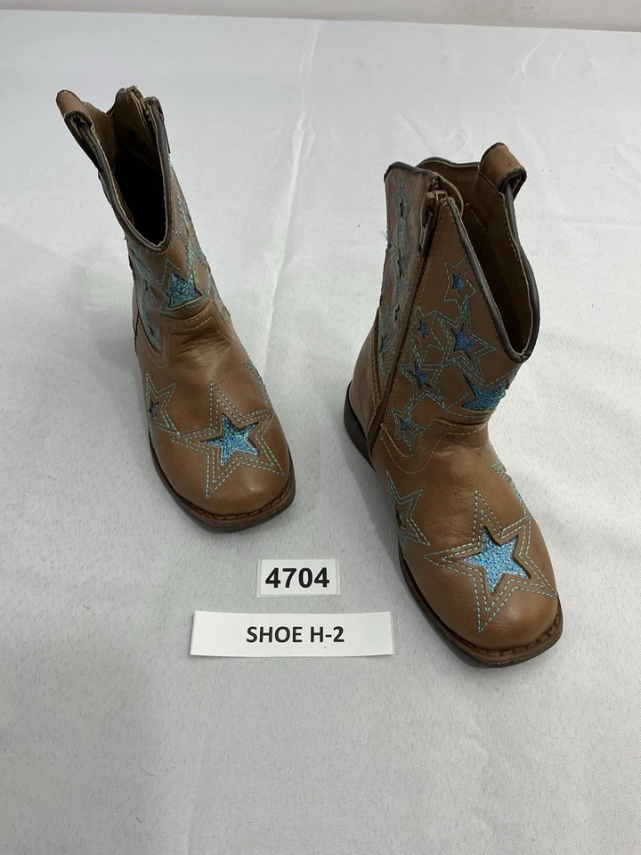 Botas de vaquero para niños pequeños Wonder Nation 10 estrellas marrones cremallera lateral media pantorrilla Foto 2 de 4