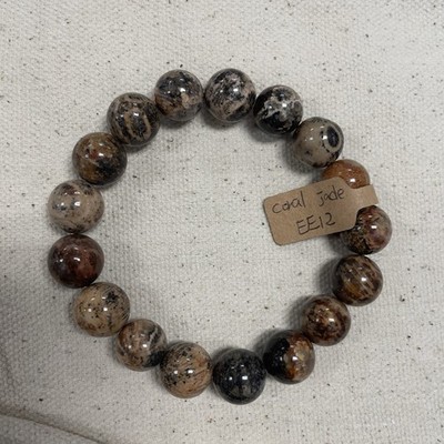 12mm Black Indonesian Coral Jade Round Beads Gemstone Stretch Bracelet Gift