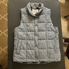 Levi's Gilet Jacket Womens Small Blue Denim Chambray Puffer Quilted Vest Lined