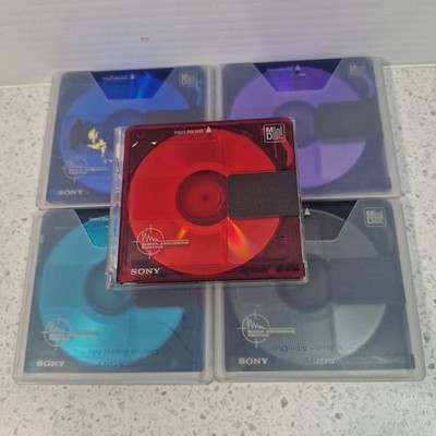 Sony MD MiniDisc x 4 Recordable MD Color Collection 74 Minutes Bundle Lot 