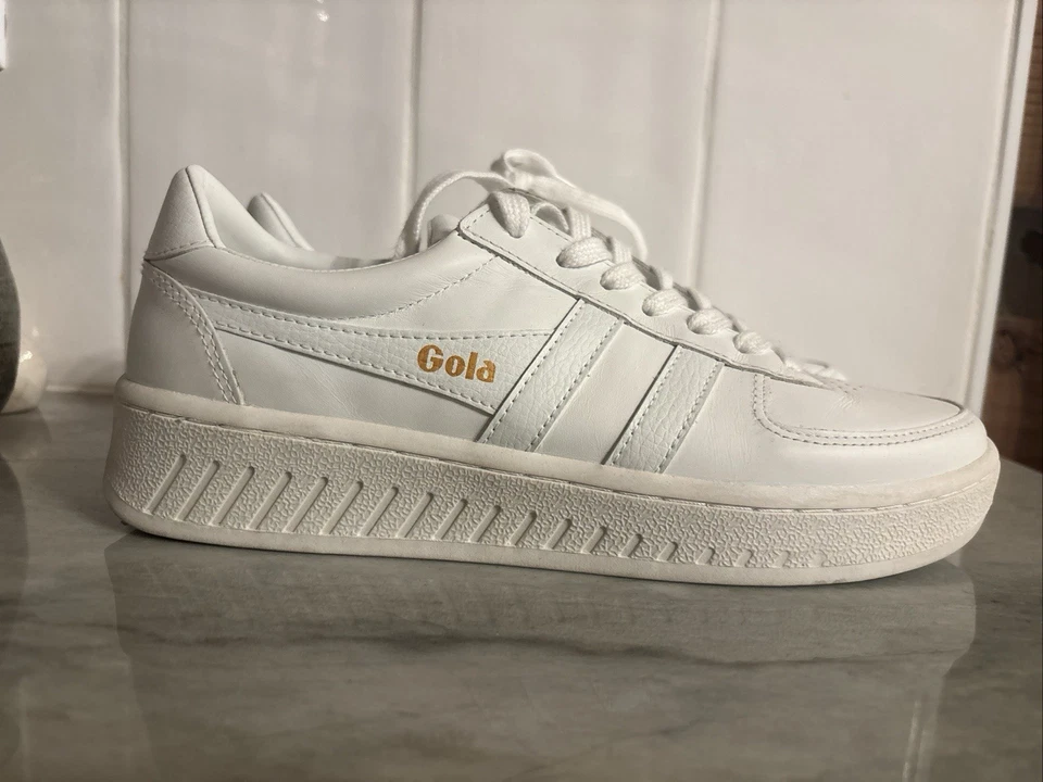 Zapatos Tenis Mujer Gola Blancos Moda 9 Cuero Grand Slam Foto 4 de 4